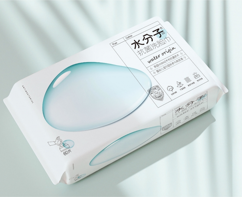 水分子濕巾洗臉巾包裝設(shè)計包裝設(shè)計案例 - 四喜設(shè)計作品